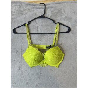 Victoria’s Secret Very Sexy Push-Up Bra 32B Neon Green Lace Rhinestone Straps